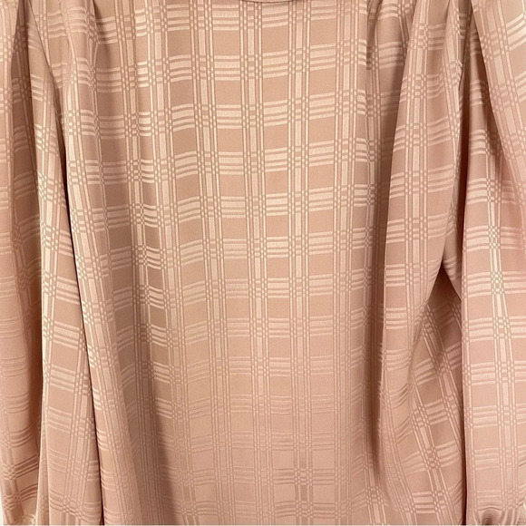 Vintage 70s 80s Blouse Shirt Top Womens Large Geometric Peach Long Sleeve - Picture 5 of 13